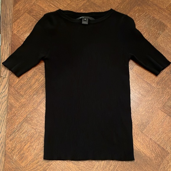 Marc Jacobs Black Cashmere Short Sleeve Crew Neck Ribbed Sweater Top Small XS - Picture 9 of 12